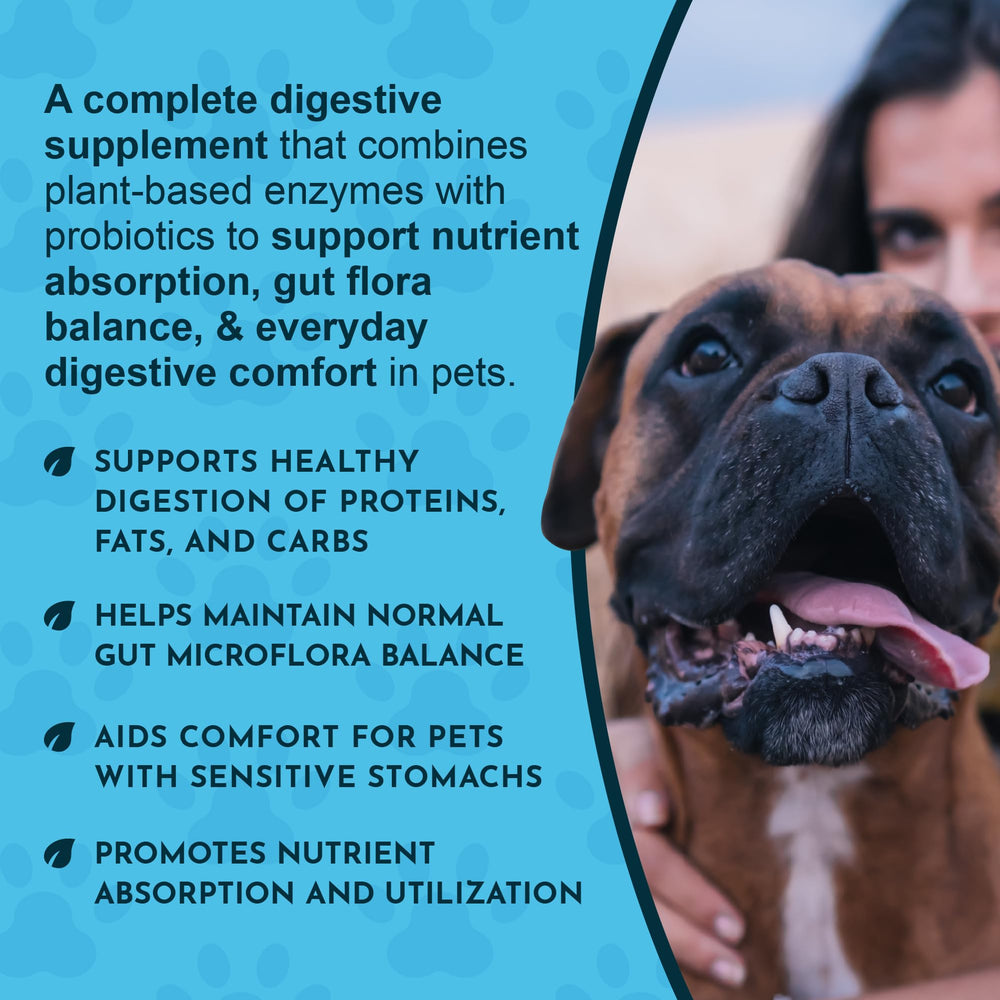 Animal Essentials Plant Enzyme & Probiotics pour-friendly powder for convenient daily use.
