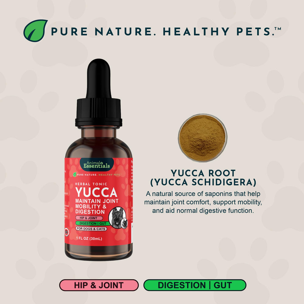 Animal Essentials Yucca Root Drops suitable for dogs and cats in routine care.
