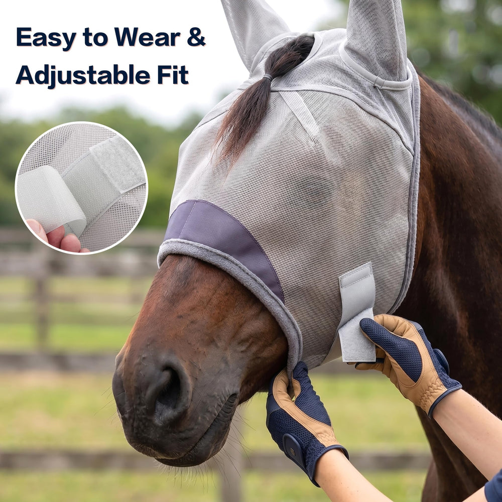 Contour-fit design follows the horse head for clear vision and comfort.