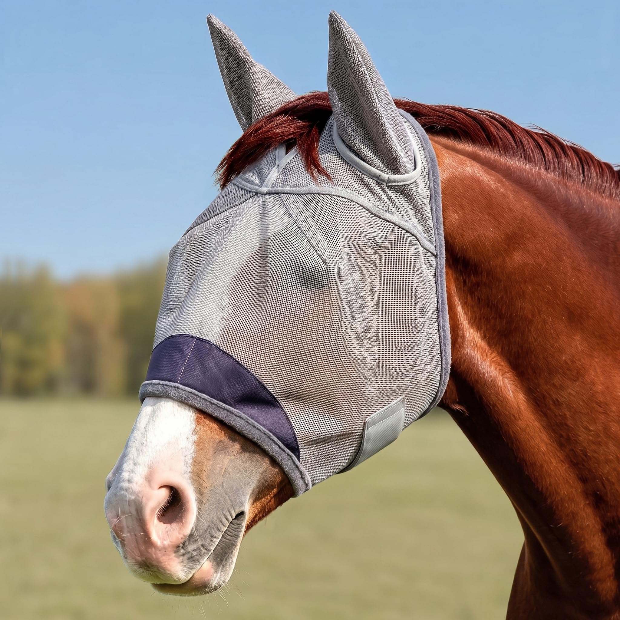 Animal-Gifts horse fly mask adjustable fit protects from pests while staying comfortable.