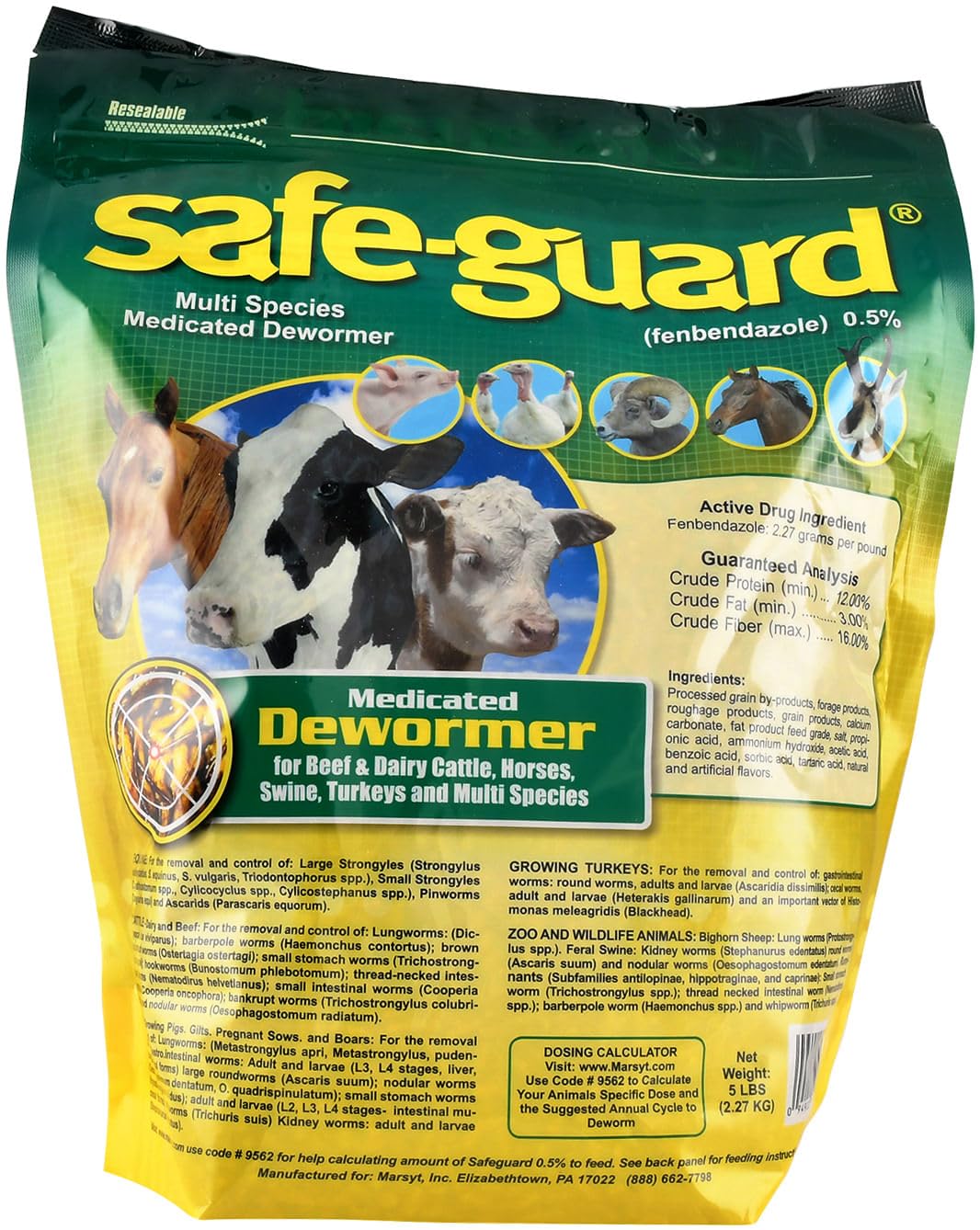 Animal Health International multi-species dewormer in a 5 lb bag, ideal for diverse livestock and pets