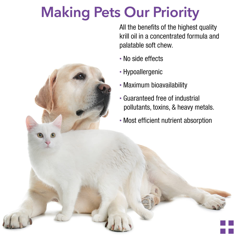 Chew time with Krillex supports healthy skin and coat.