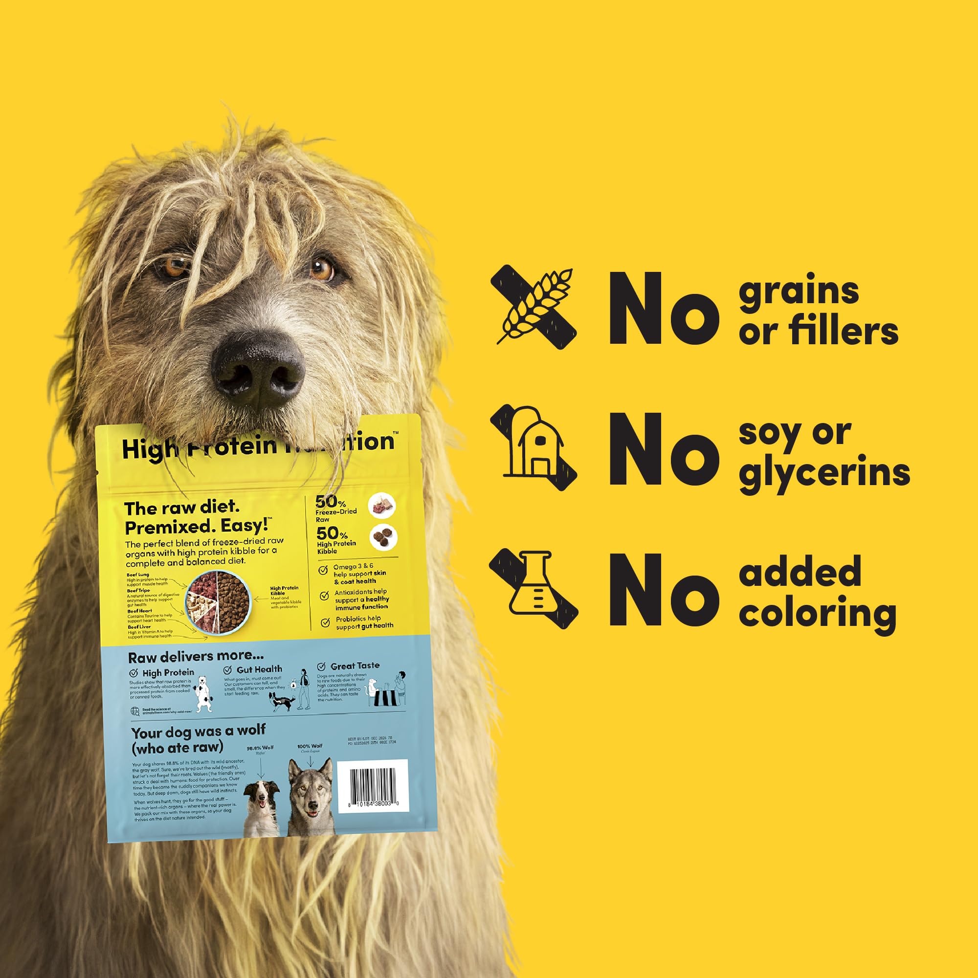 Animals Like Us RawMix50 grain-free formula reduces fillers for a cleaner bowl.