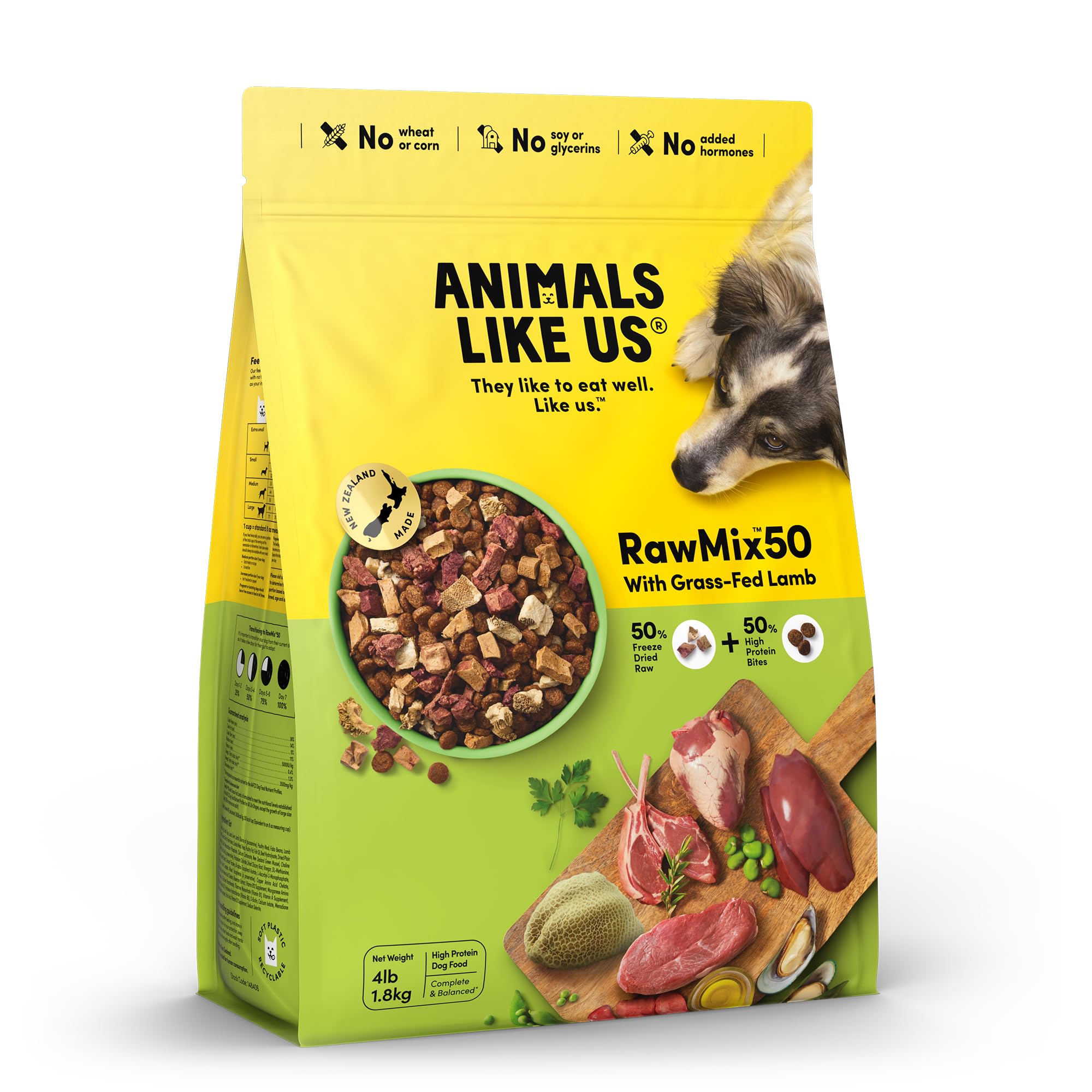Animals Like Us RawMix50 lamb-lung chunks boost protein and flavor in every bowl.