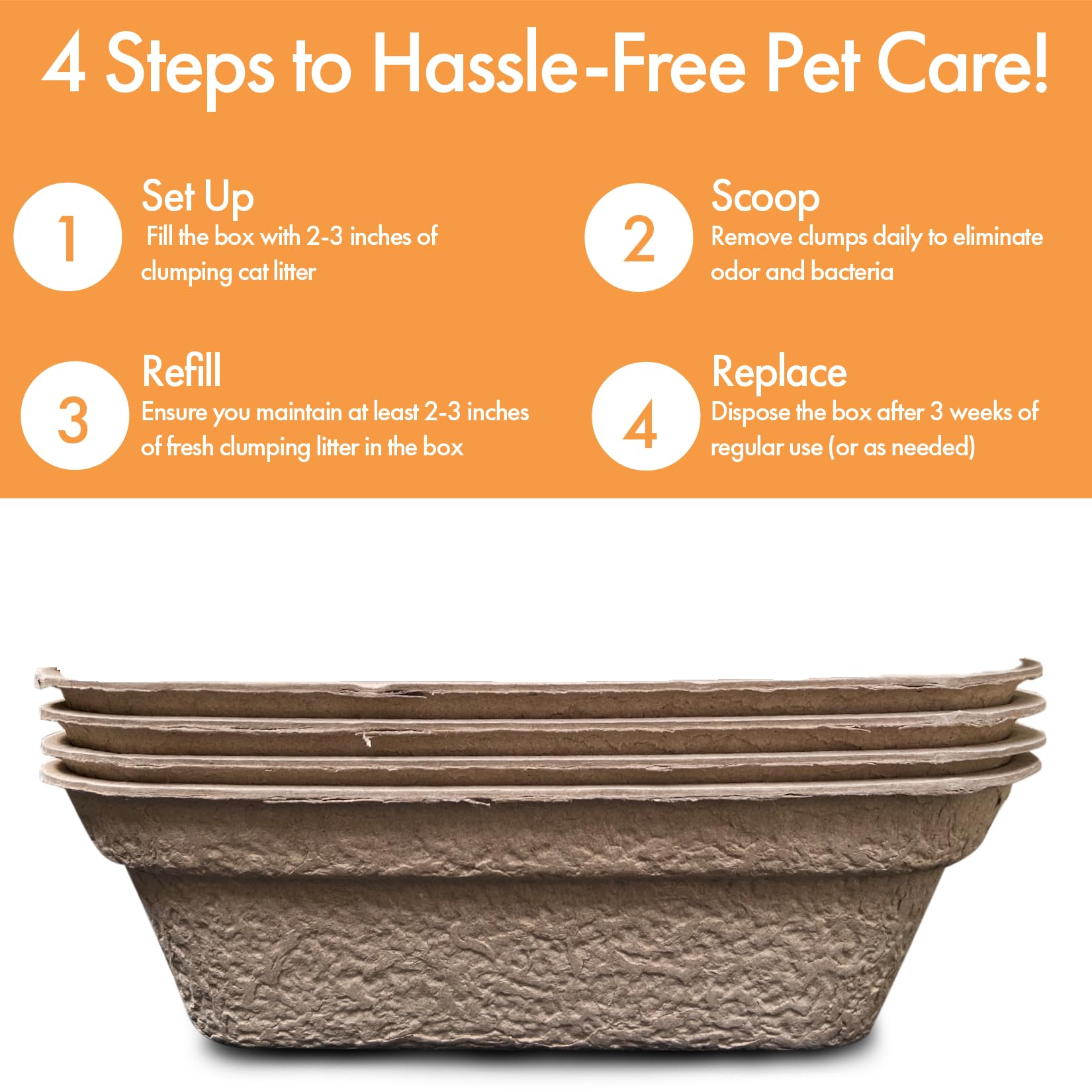 Animaru disposable litter box brown large pack inside view shows durable, leak-resistant construction.