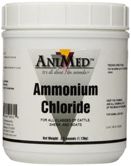 ANIMED ammonium chloride powder packaging for animal supplementation and urinary support.