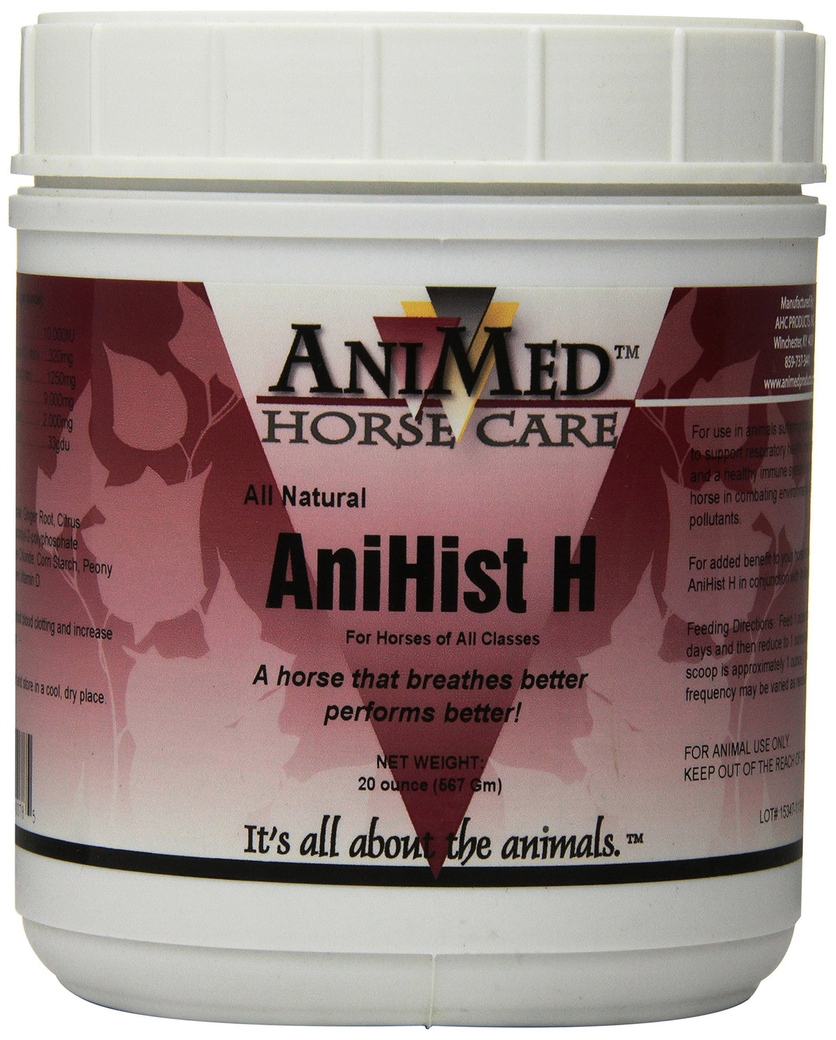 ANIMED Anihist-H bottle with pour spout supporting histamine balance in horses.