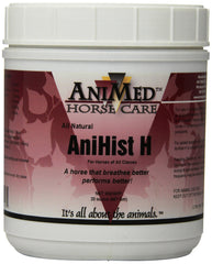 ANIMED Anihist-H bottle with pour spout supporting histamine balance in horses.