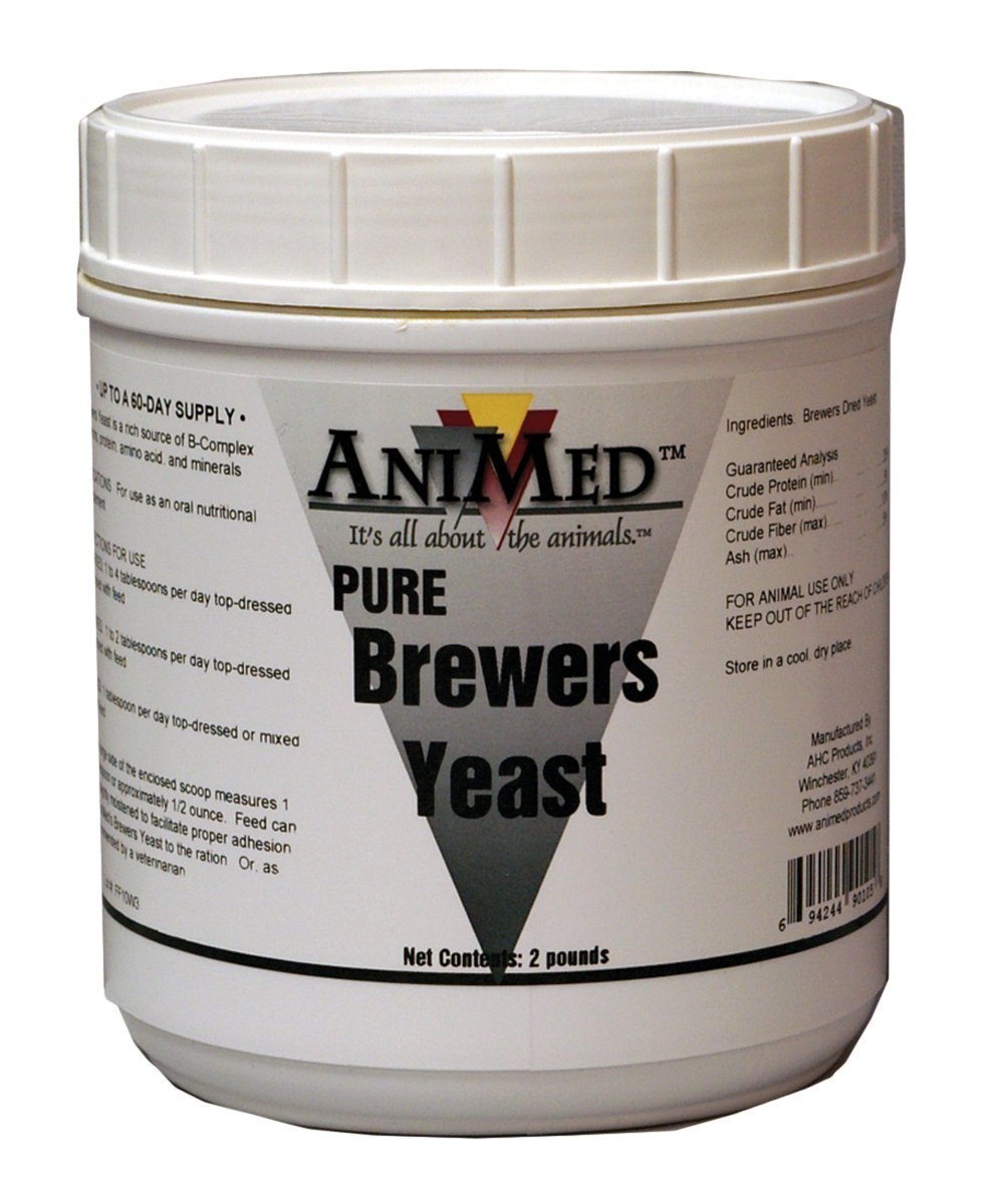 ANIMED Brewers Yeast Pure 2lb bottle for horses and dogs, convenient supplement