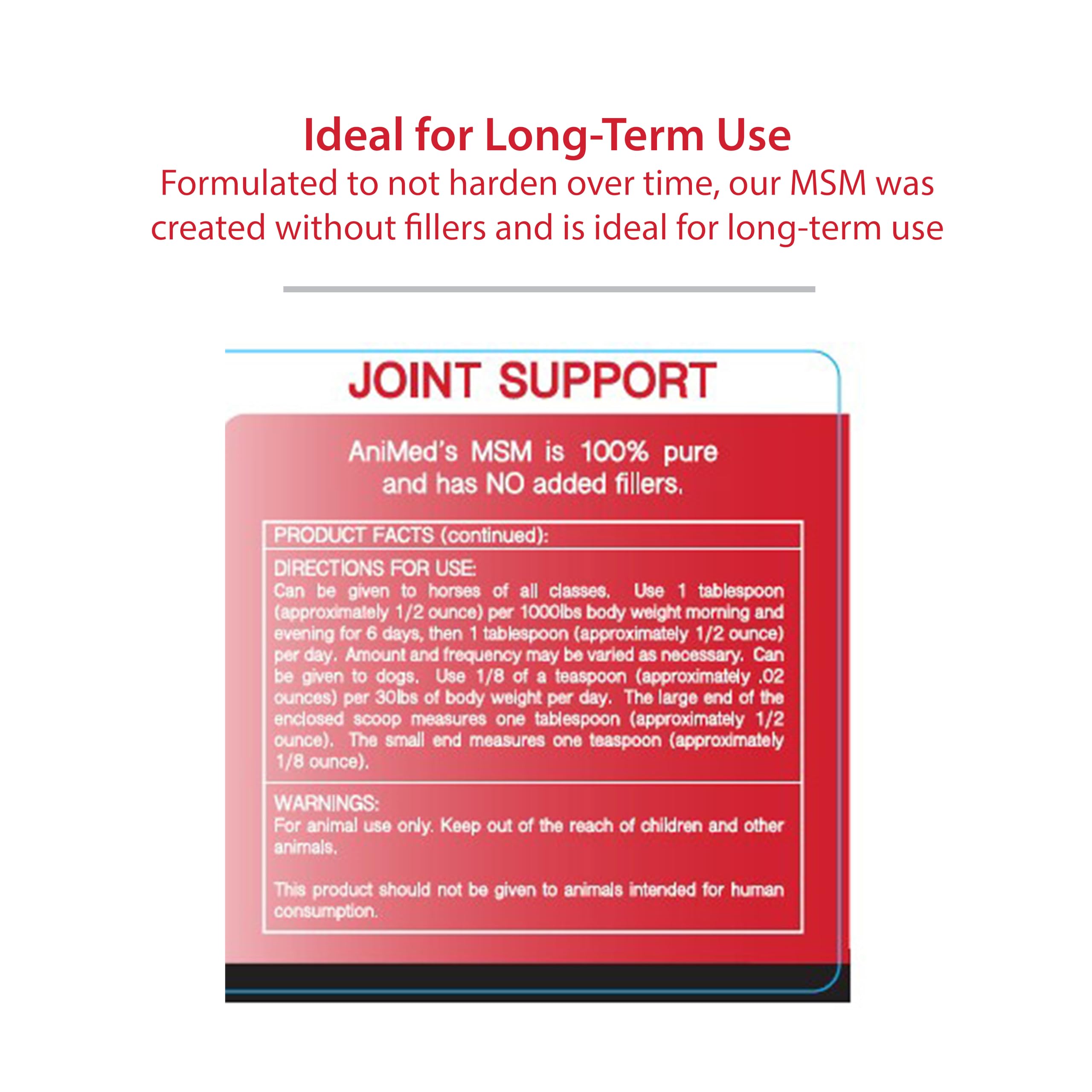 ANIMED Pure MSM pack on horse tack: joints support during daily activity.