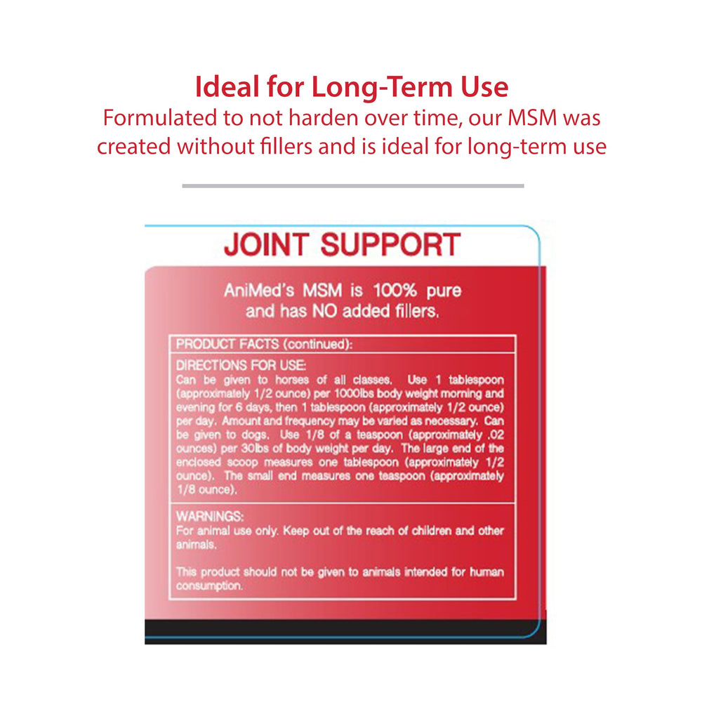 ANIMED Pure MSM pack on horse tack: joints support during daily activity.