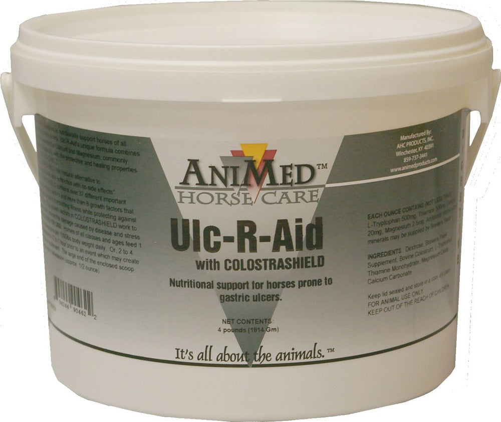 ANIMED ULC-R-Aid 4-lb bottle front view for horses, ideal equine supplement routine.