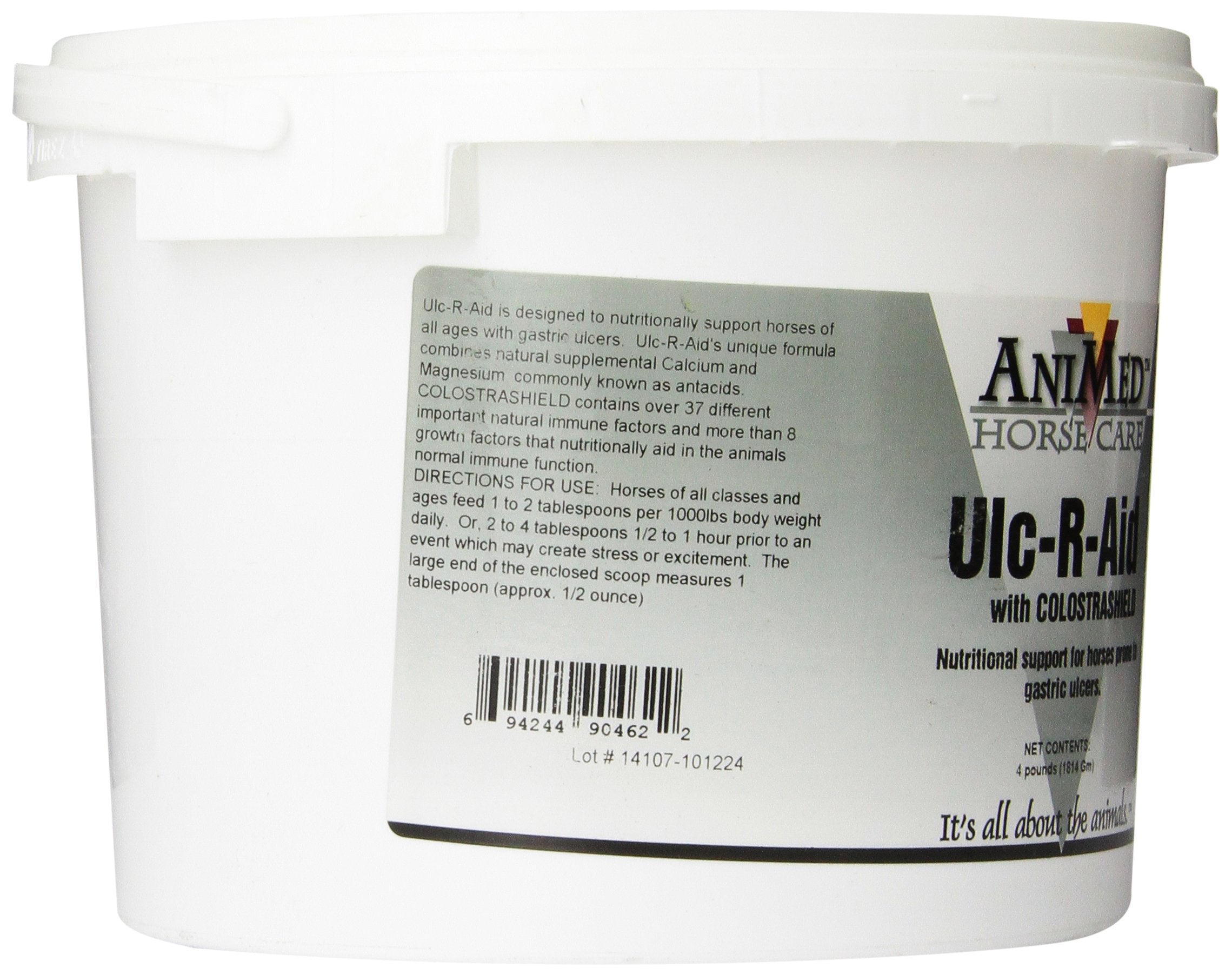 ANIMED ULC-R-Aid 4-lb label close-up, easy packaging for horses.