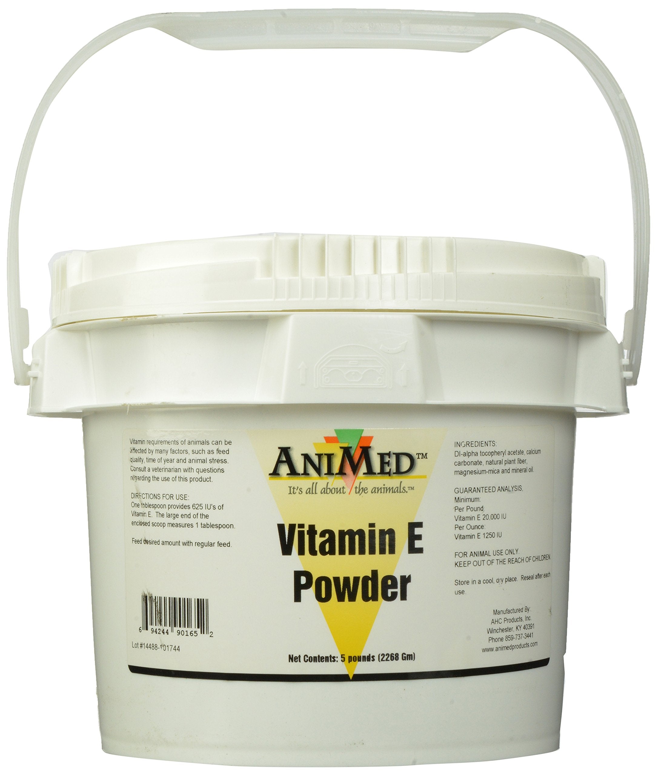 ANIMED Vitamin E Powder 5lb bottle shown for easy daily supplementation.