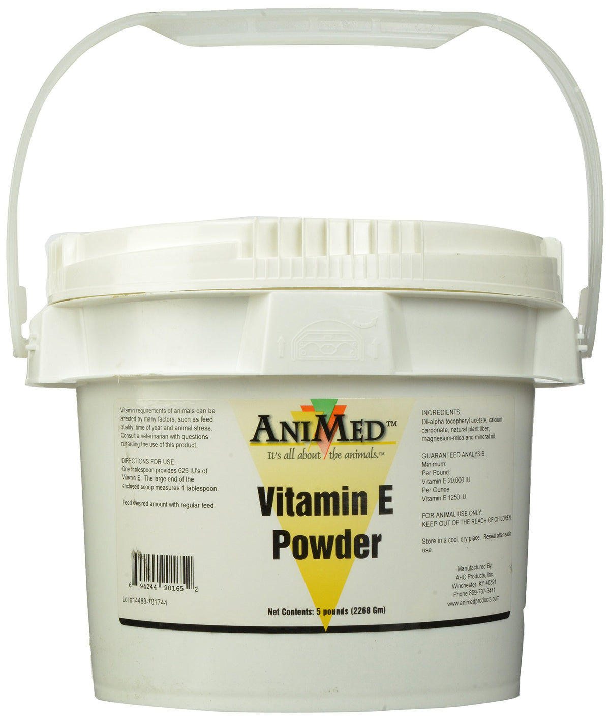 ANIMED Vitamin E Powder 5lb bottle shown for easy daily supplementation.