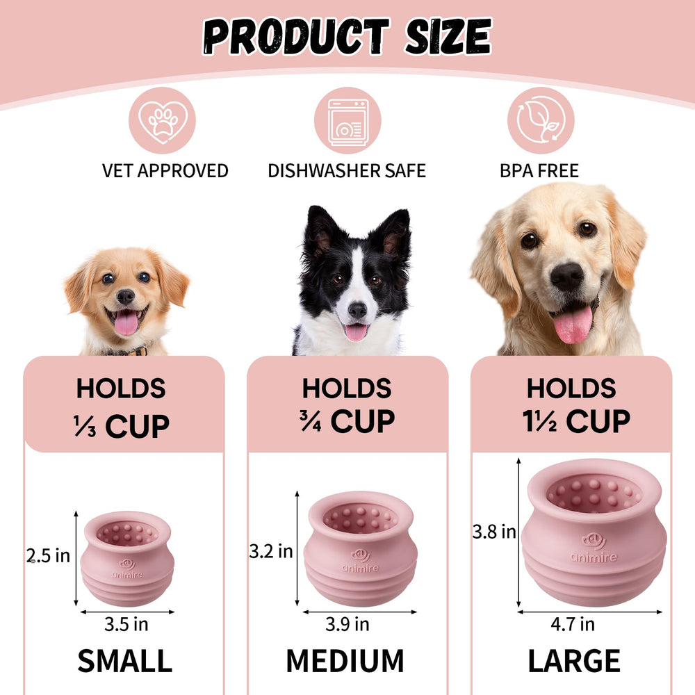 Animire Dishwasher-safe silicone dog toy pink for easy cleaning after use.
