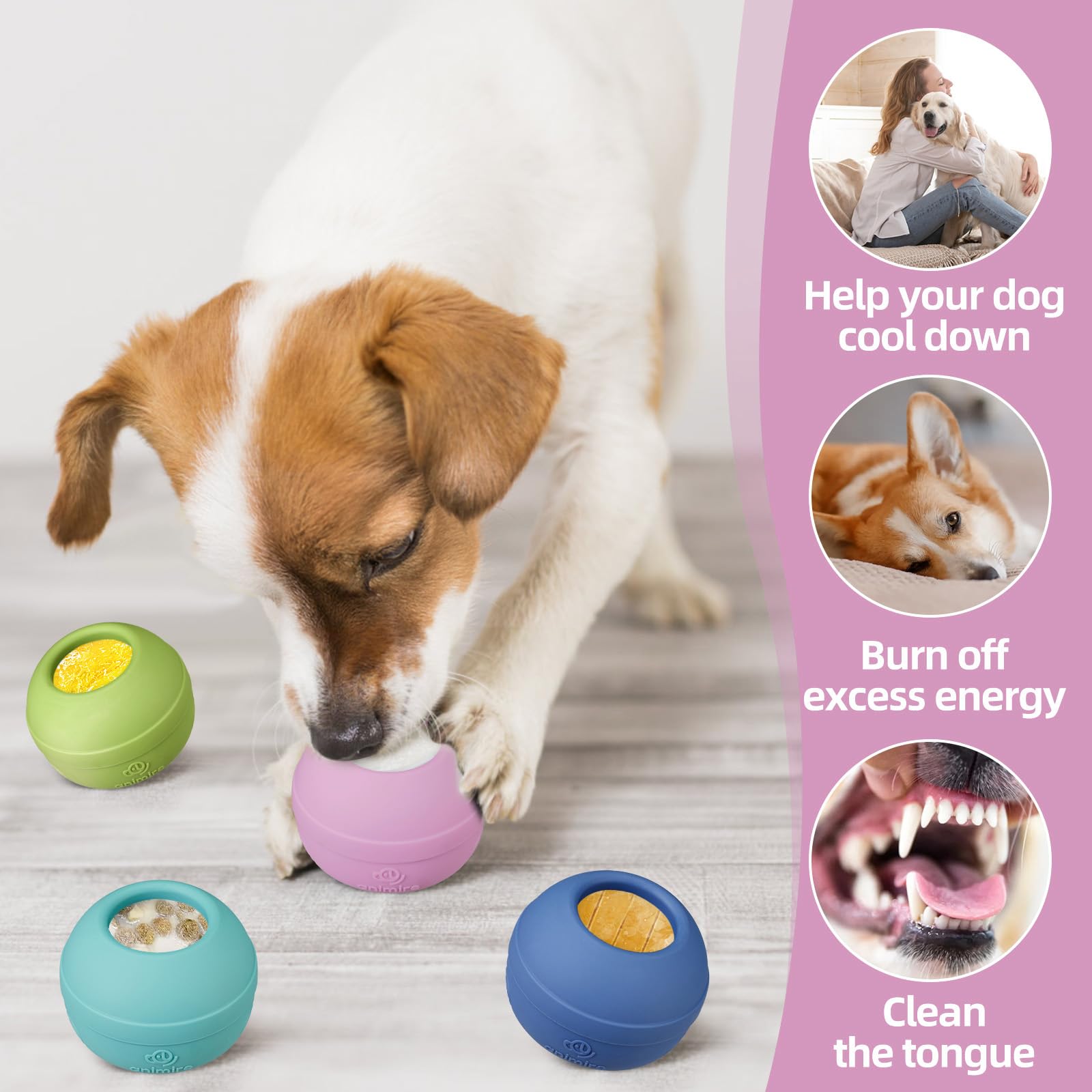 Animire dog enjoying treat, colorful pastel purple variant.