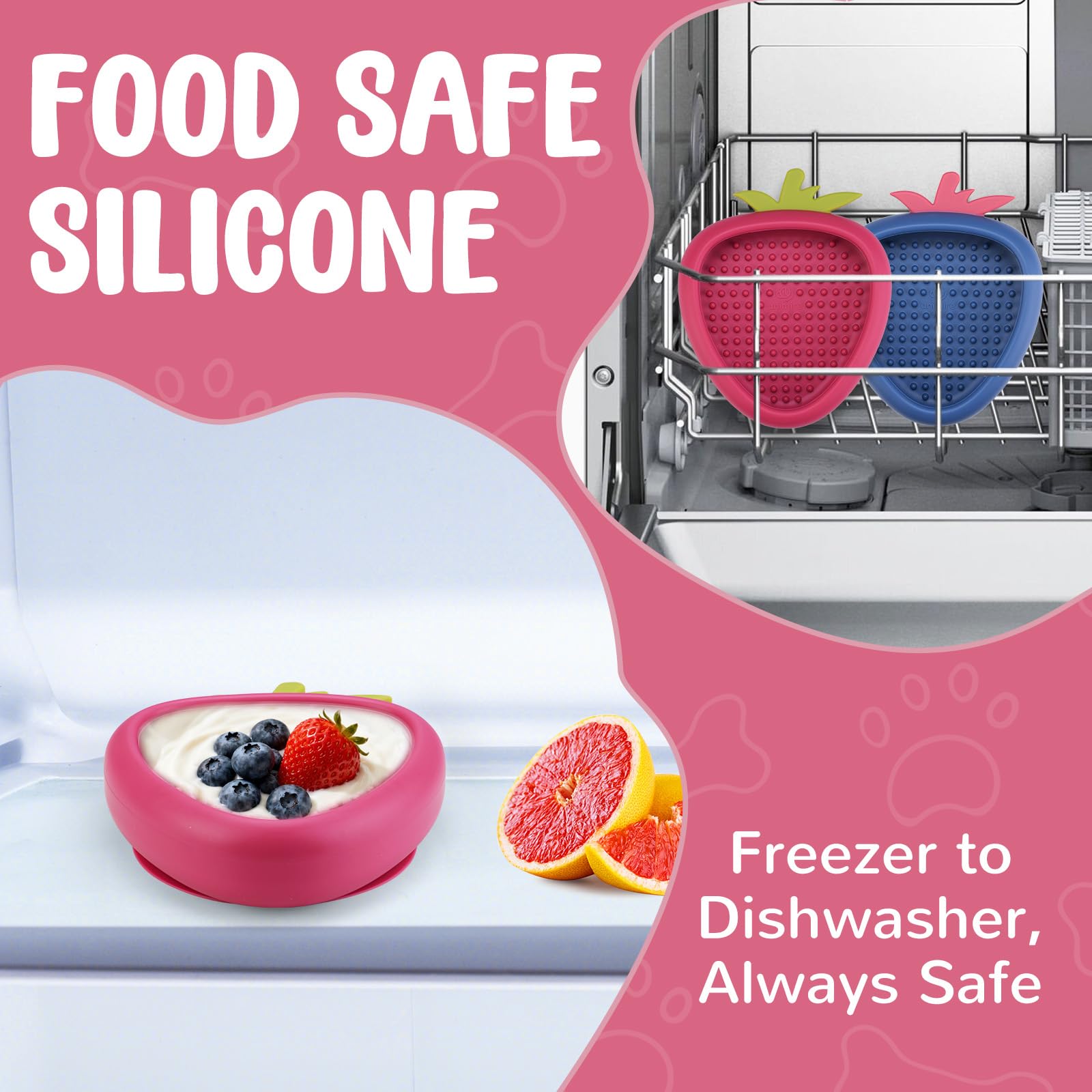 Animire freezable lick bowl with raised rim contains mess during use
