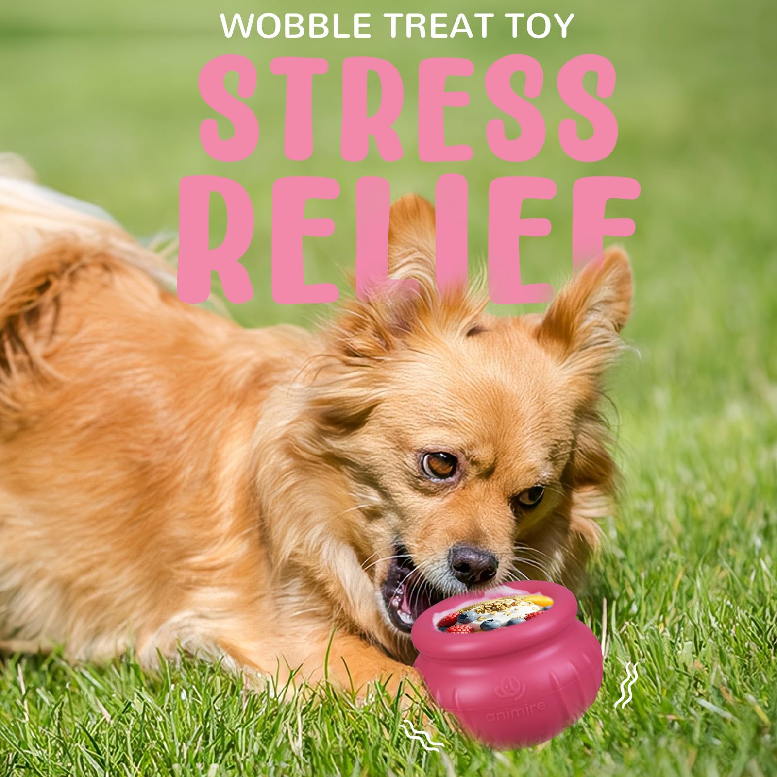 Animire Freeze Ball Lick Toy Rose S helps cool dogs and supports long-lasting fun.