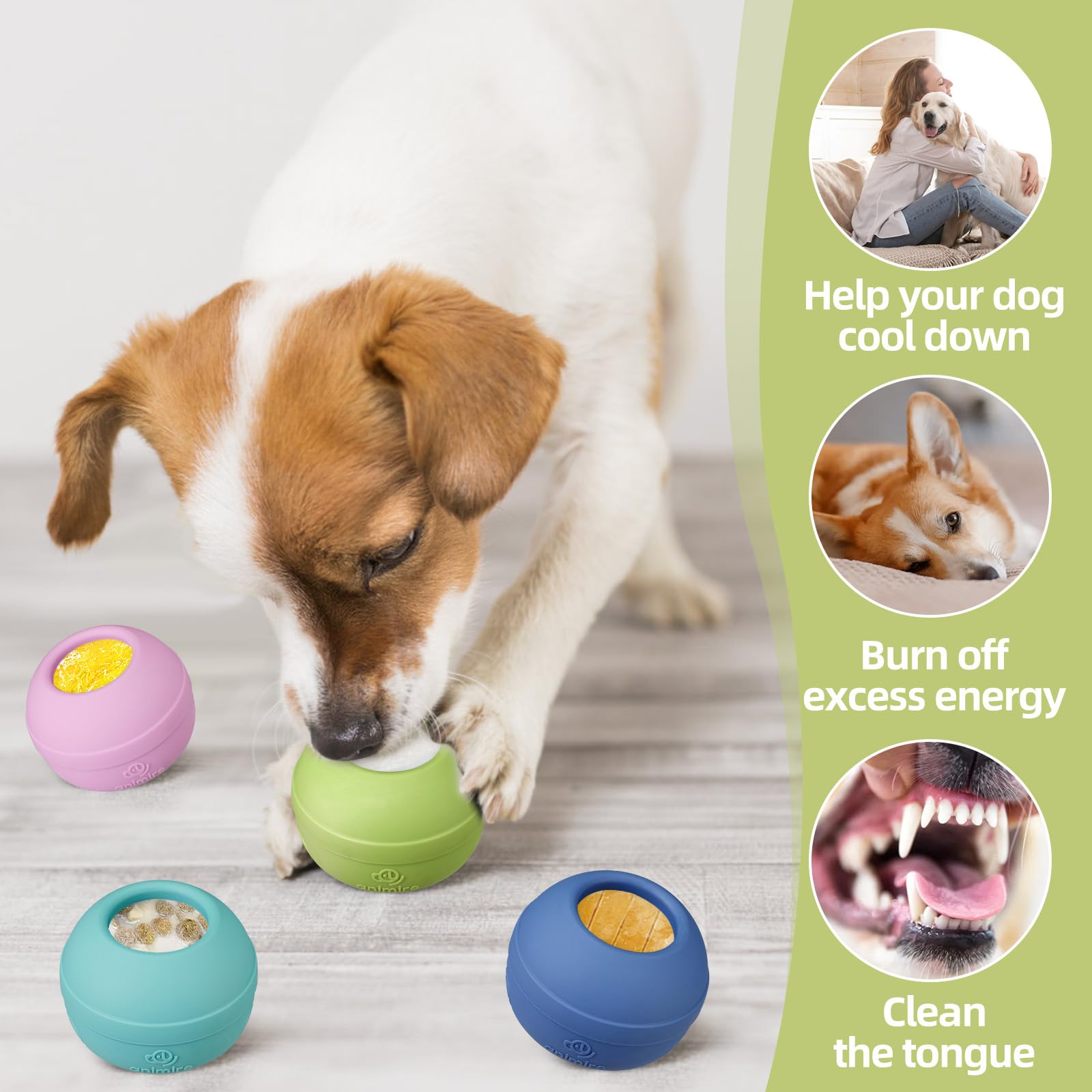 Animire green color lick toy in action for safe, engaging play.