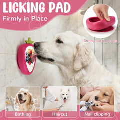 Animire non-slip lick bowl rose side view showing secure suction base