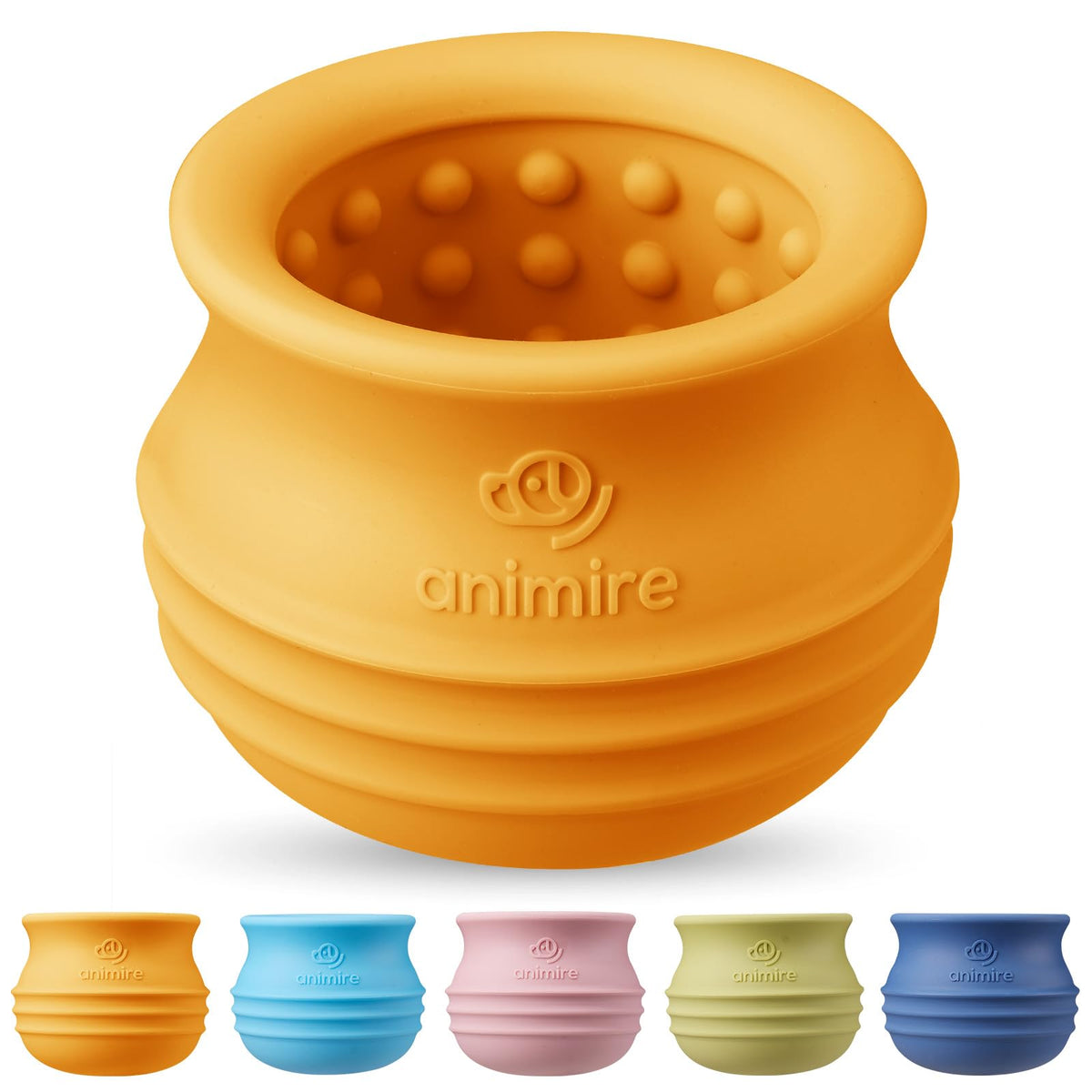 Animire orange wobble toy showing treat-dispensing action for extended engagement.