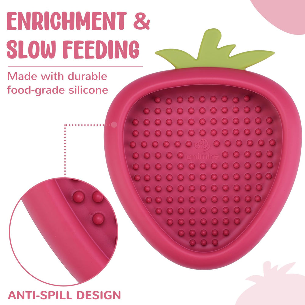 Animire rose textured lick mat for slow feeding and mental stimulation