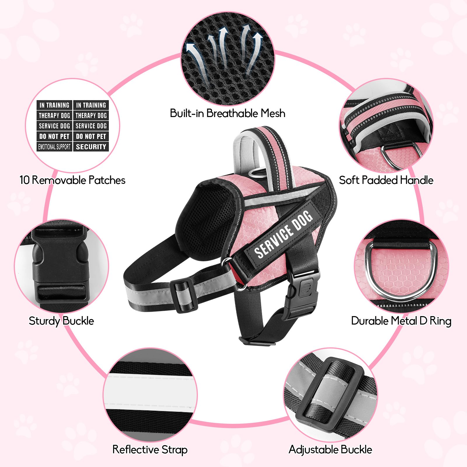 Animire size chart demonstrates harness options from XXS to XL.