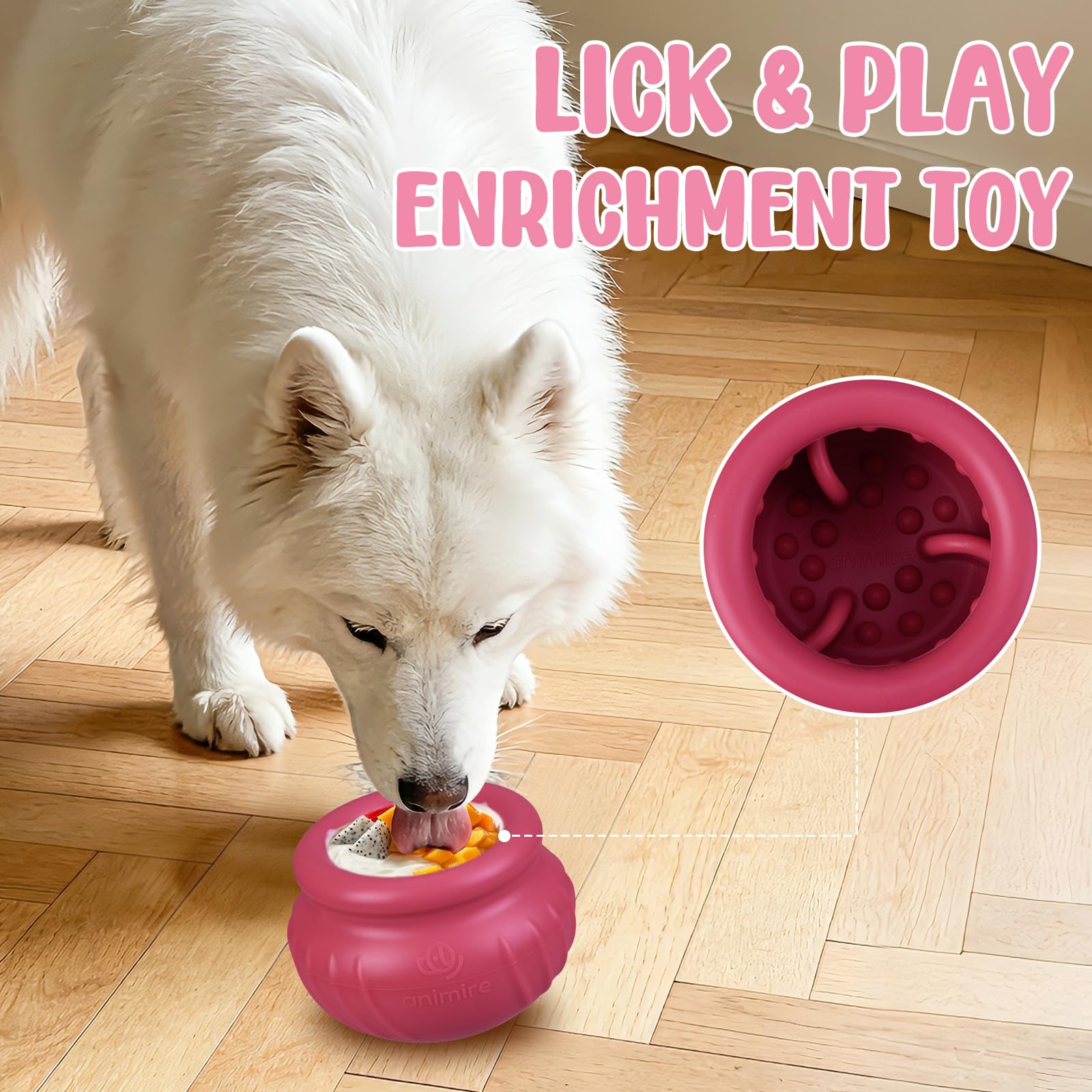 Animire Textured Inner Surface encourages licking and saliva flow for oral freshness.