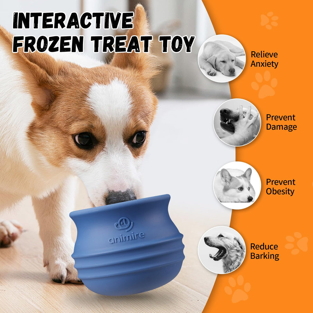 Animire treat-dispensing dog toy textured licking surface supports natural chewing.