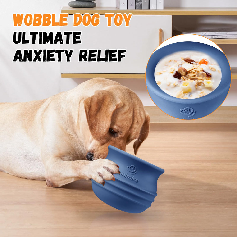 Animire treat-dispensing toy with frozen treats for longer-lasting licking.