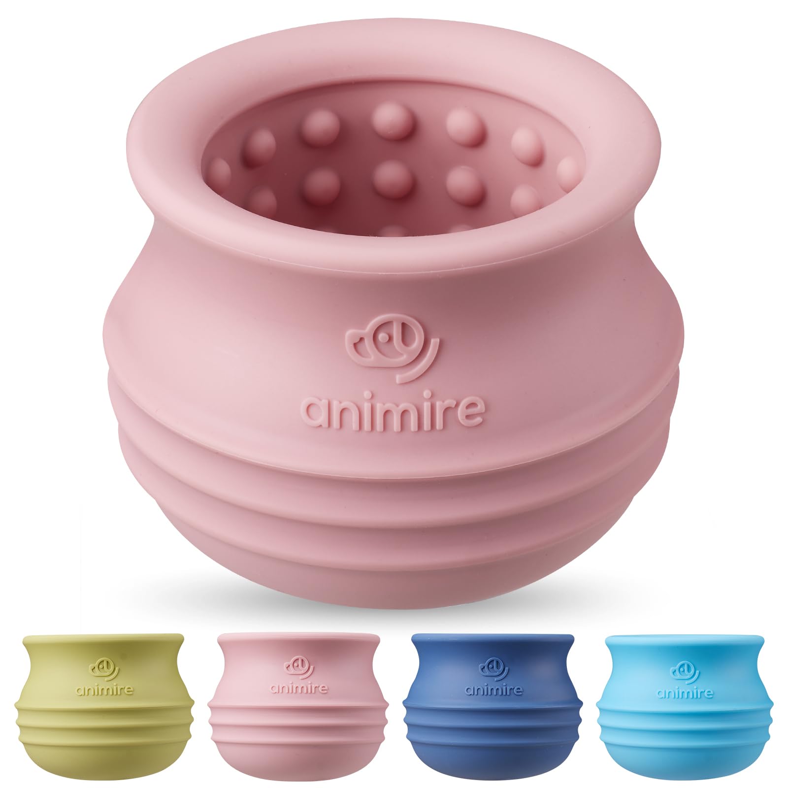 Animire Treat Dispensing Dog Toy pink wobble promotes engaging mealtime play.