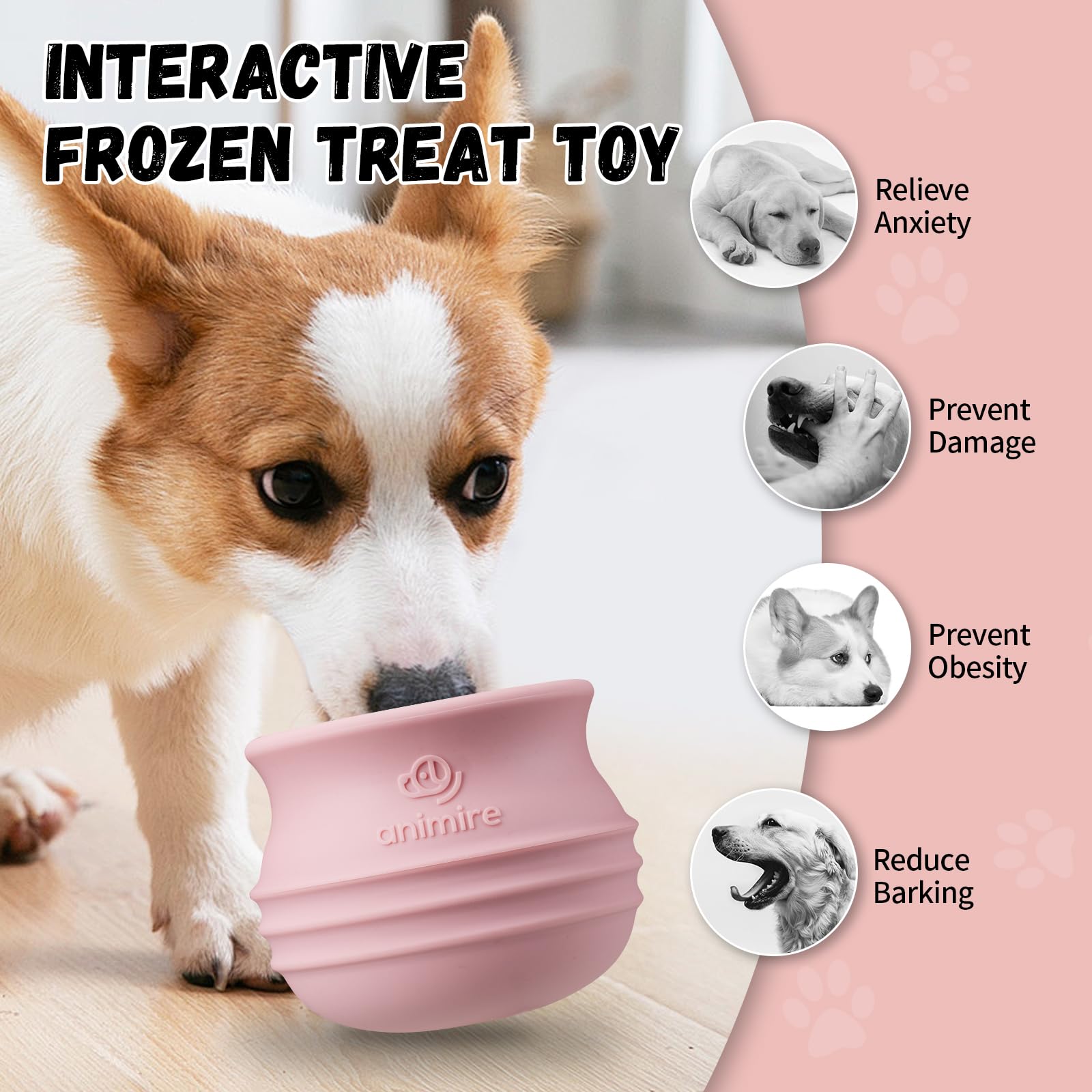 Animire textured surface promotes saliva flow and fresh breath during licking.