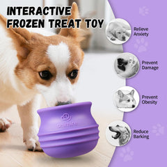 Purple Animire treat-dispensing toy keeps dogs mentally engaged during play.