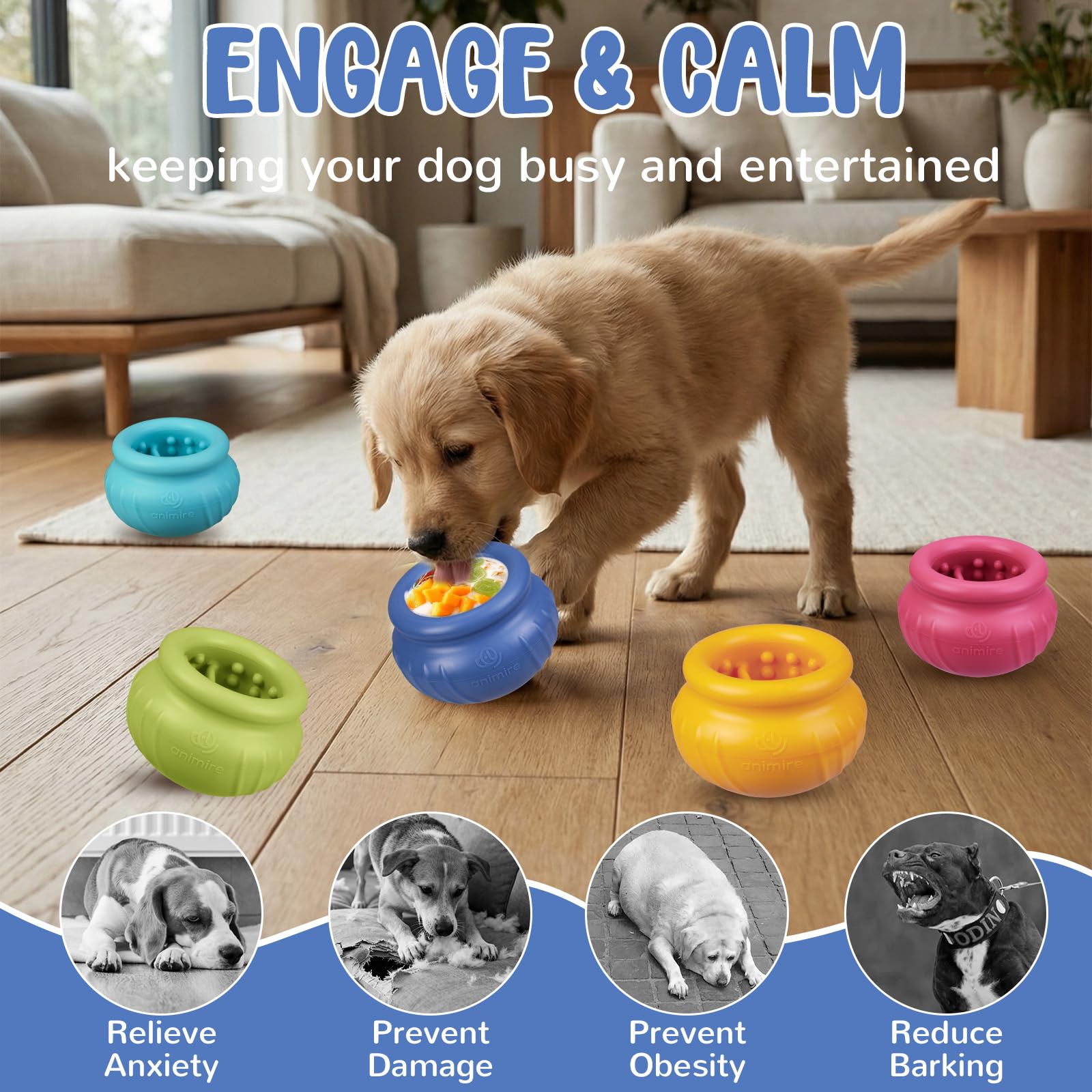 Animire Wobbly Dog Enrichment Lick Toy made from dishwasher-safe silicone