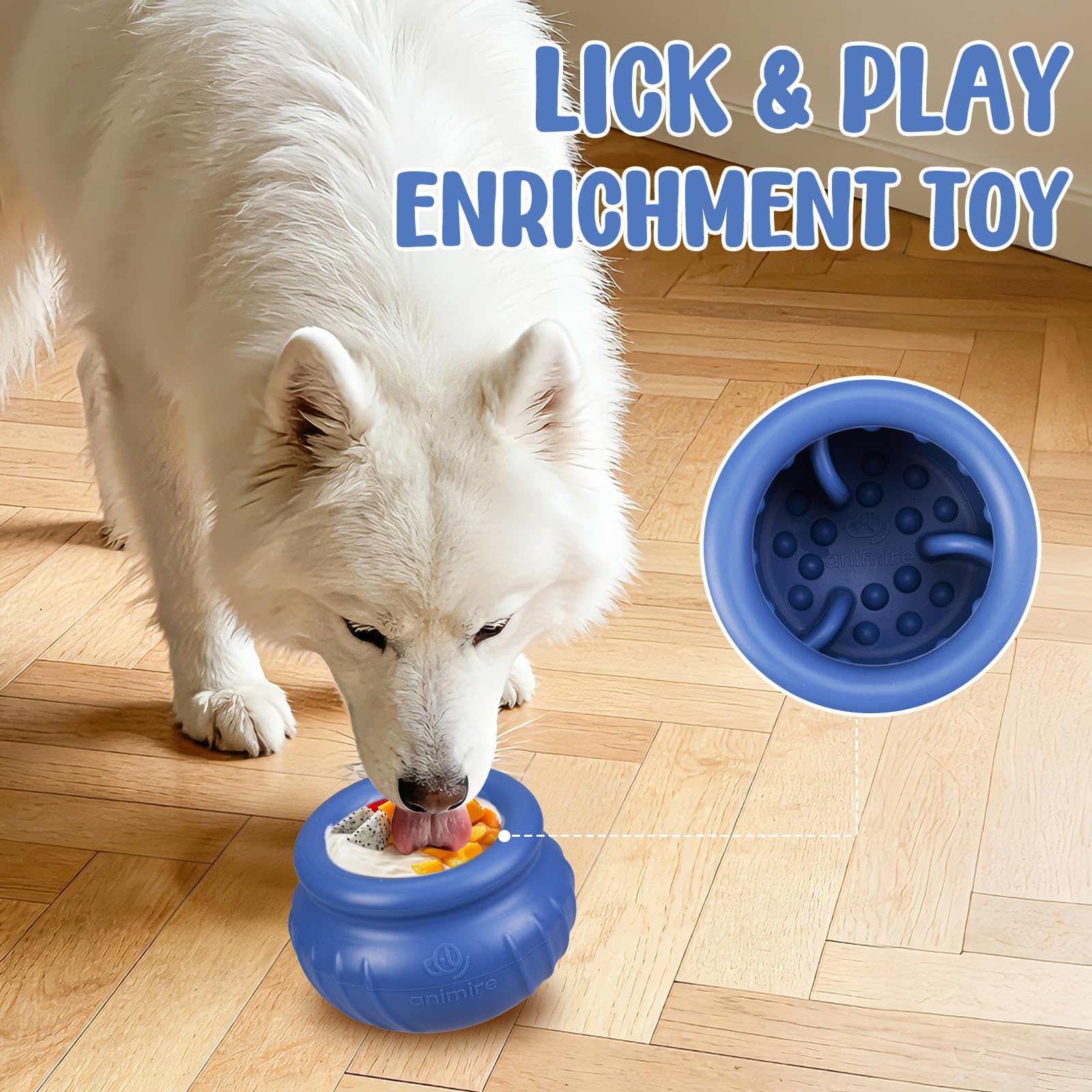 Animire Wobbly Dog Enrichment Lick Toy doubles as a fetch toy after treats are gone