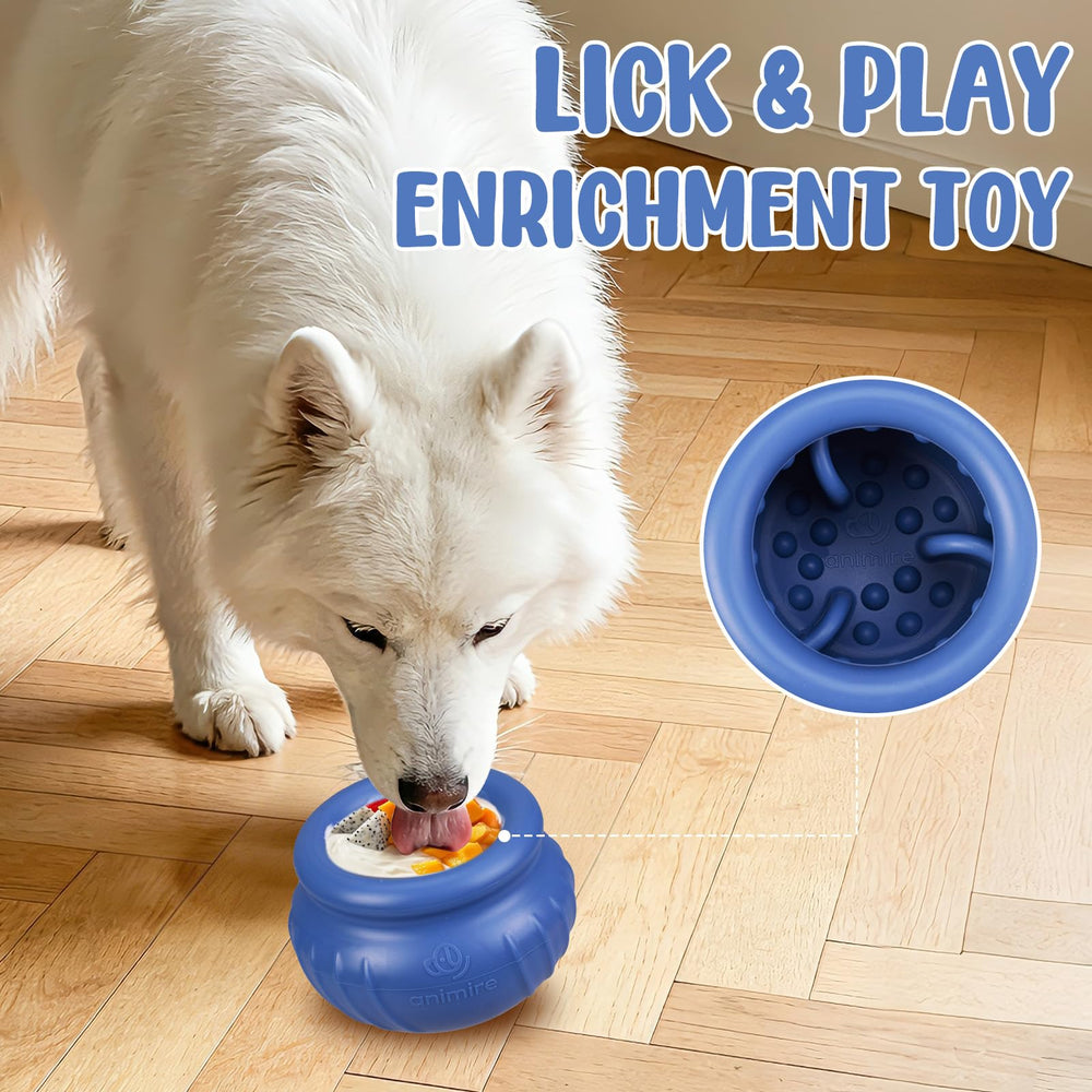 Animire Wobbly Dog Enrichment Lick Toy doubles as a fetch toy after treats are gone