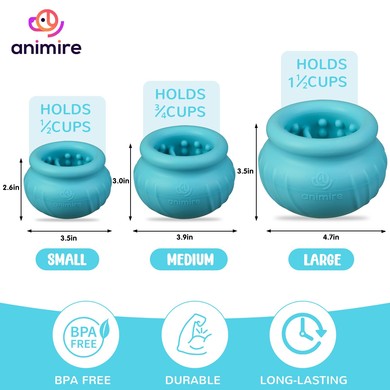 Animire Wobbly Dog Lick Toy shows durable silicone and chew-friendly design.