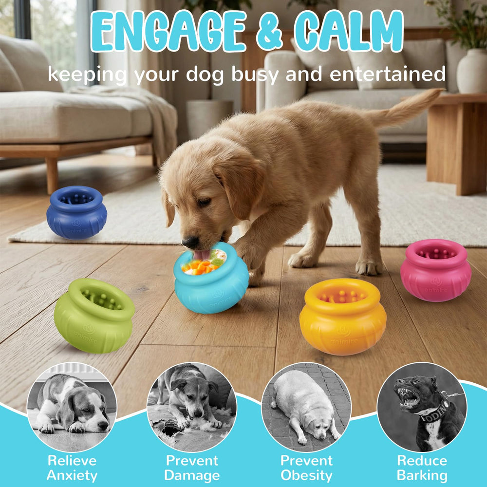Animire Wobbly Dog Lick Toy shown during fetch for extra entertainment.