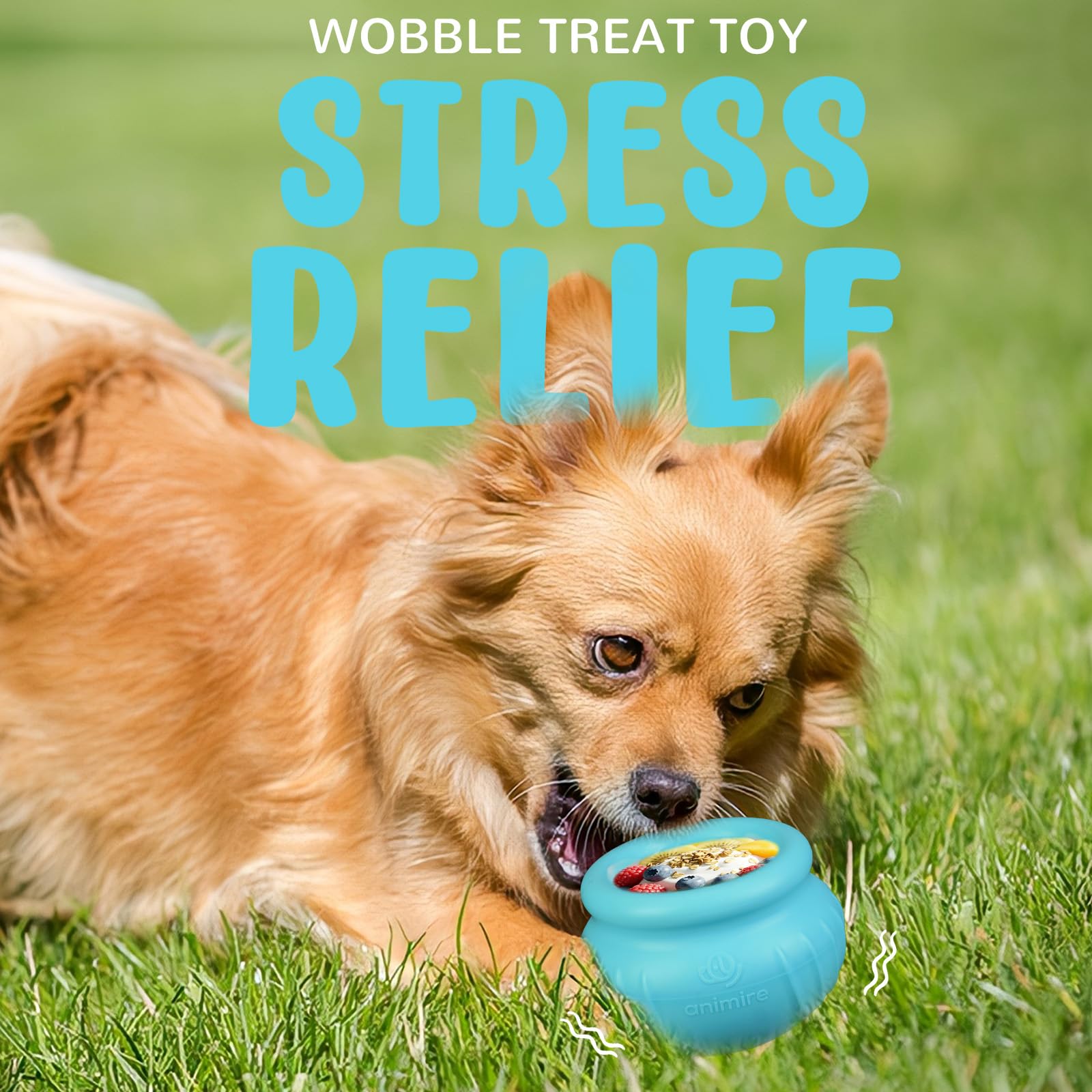 Animire Wobbly Dog Lick Toy being filled with peanut butter for tasty enrichment.