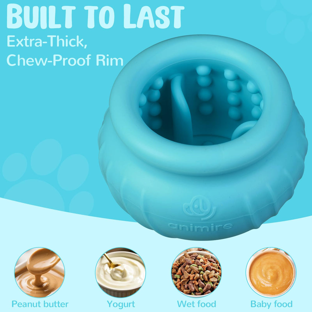 Animire Wobbly Dog Lick Toy with wobble bottom encourages movement and extended play.