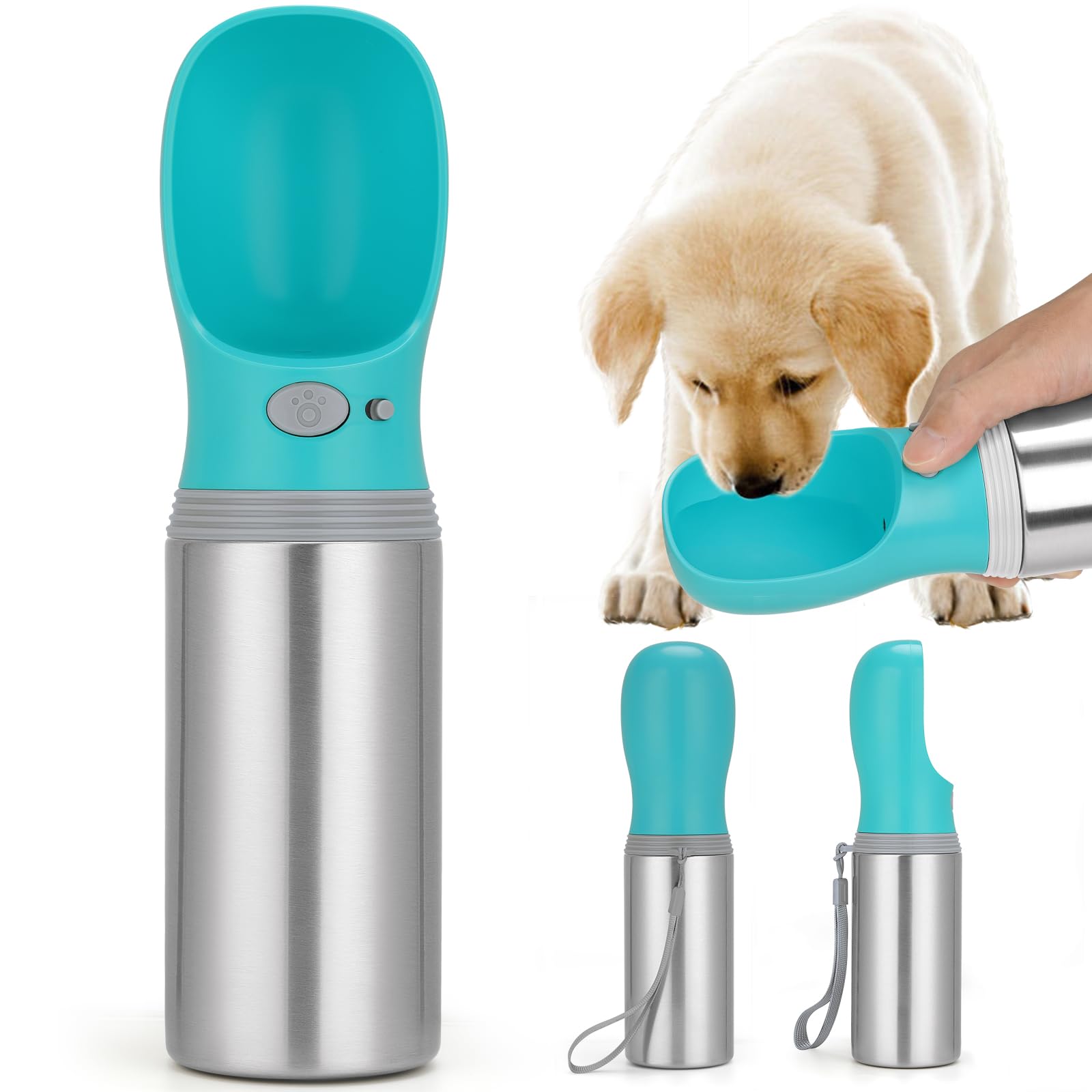 Anipaw 14oz dog water bottle cap close-up with leak-proof seal for travel