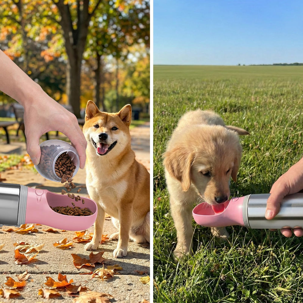 Anipaw dog drinking bowl lets pets drink comfortably outdoors.