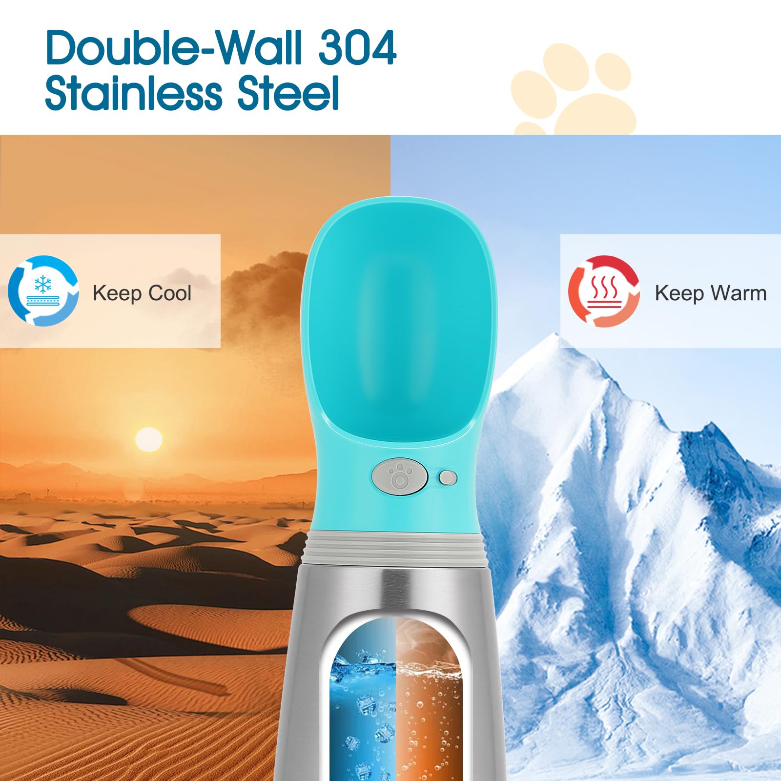 Anipaw leak-proof seal prevents spills while traveling or hiking.