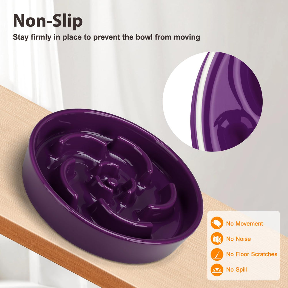 Anipaw Slow Feeder Bowl anti-slip base on floor prevents sliding and mess