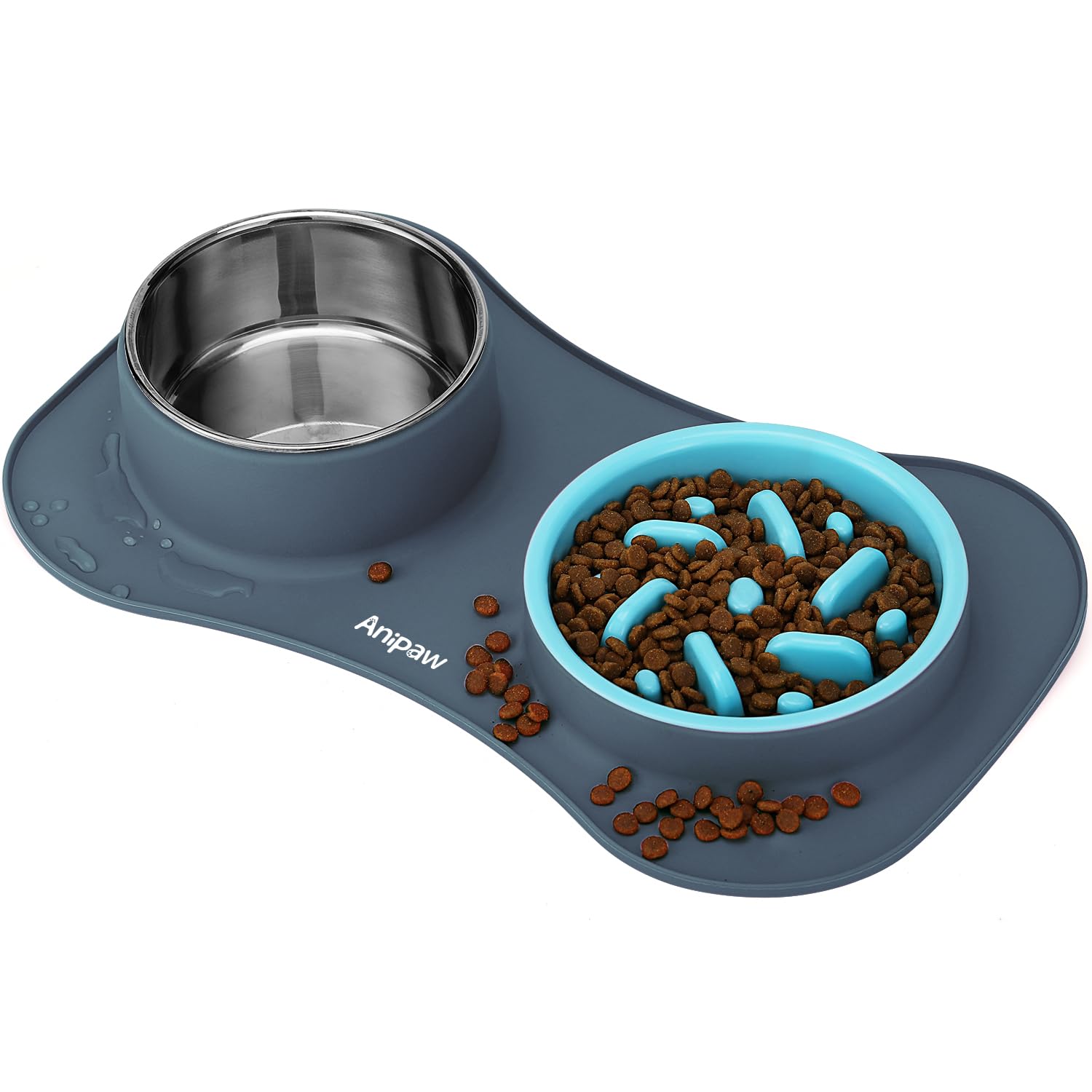 Anipaw slow-feeder bowl with raised obstacles for slower eating