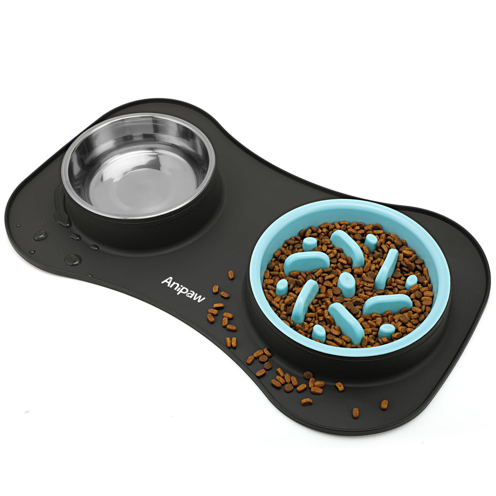 Anipaw slow-feeder bowl shown with obstacle design for slower meals
