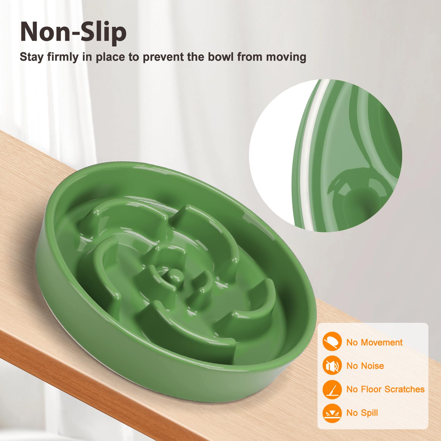 Anipaw slow feeder ceramic bowl with anti-slip base during meals