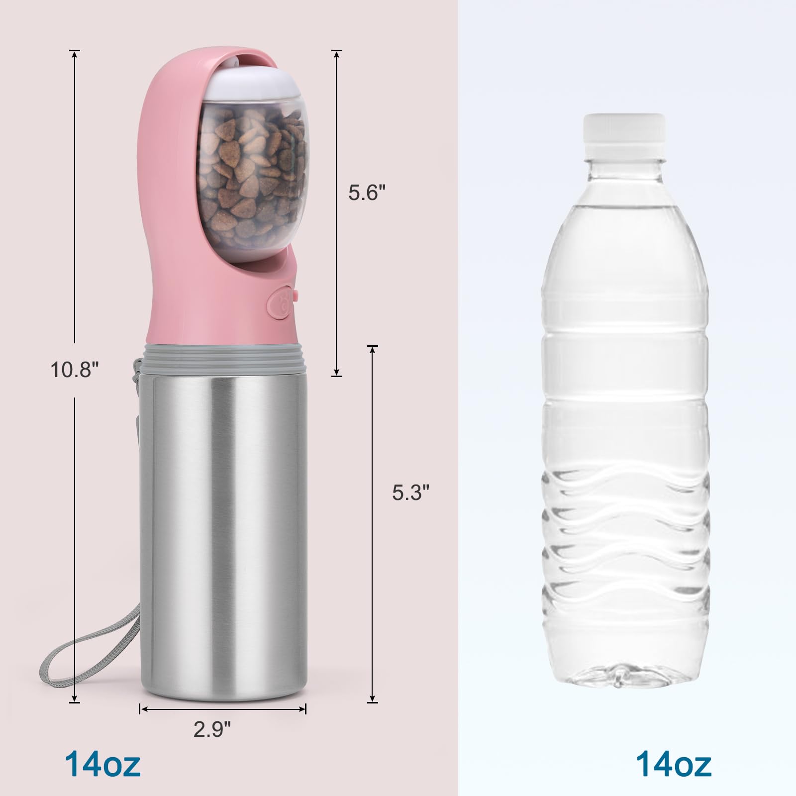 Anipaw stainless steel body provides durable, safe hydration.