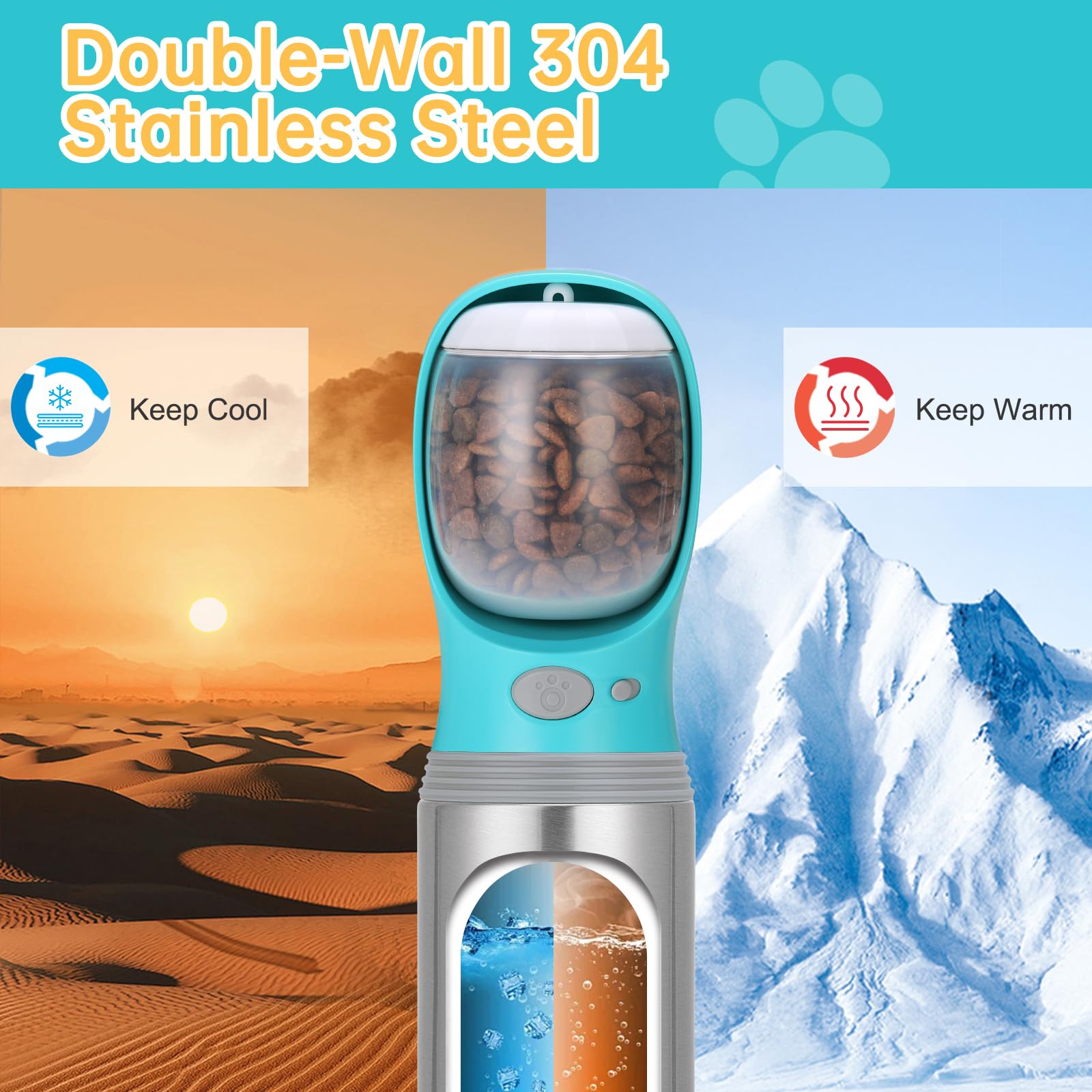 Anipaw stainless steel dog bottle provides durable, safe hydration outdoors.
